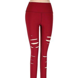 Alo Yoga High-Waist Ripped Warrior Leggings maroon red laser cut  Size XS